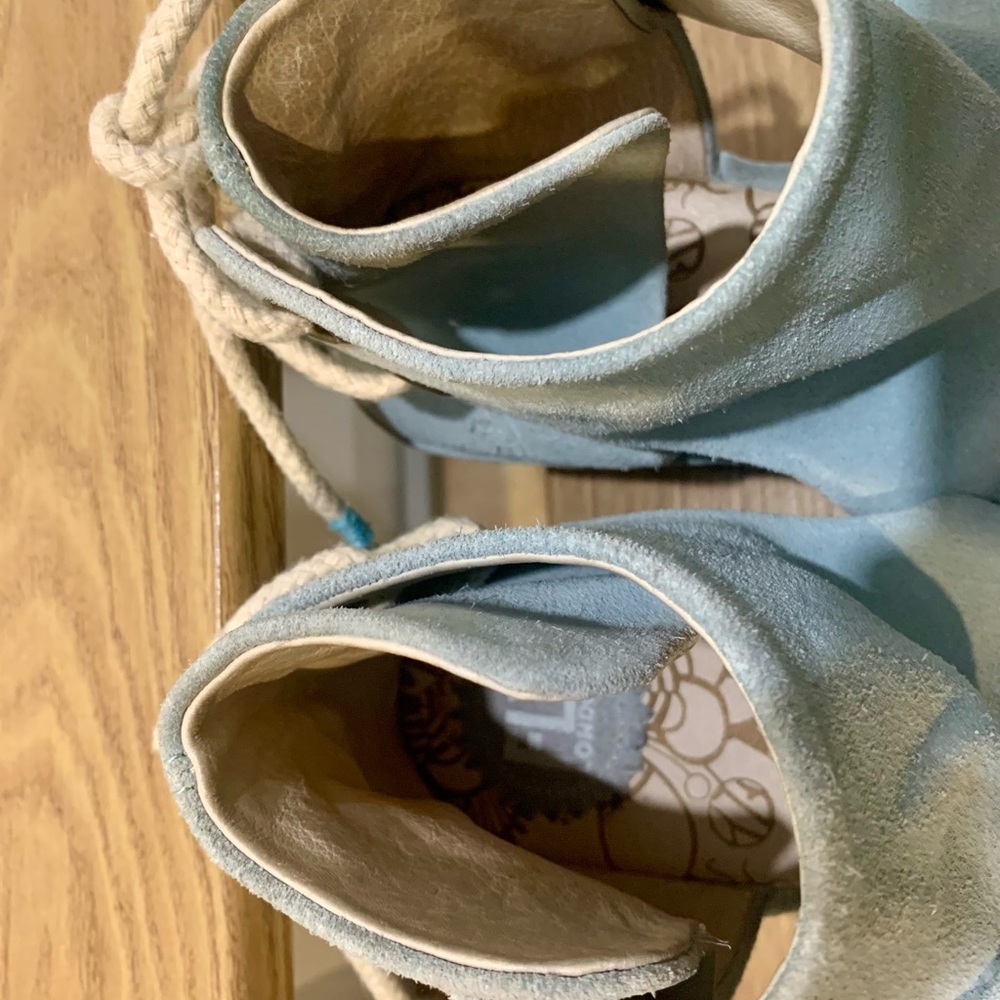 Fly London Women's Light Blue Suede Wedge Sandals - Picture 7 of 9